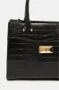Women Black Textured Day Bag sold by Redtag