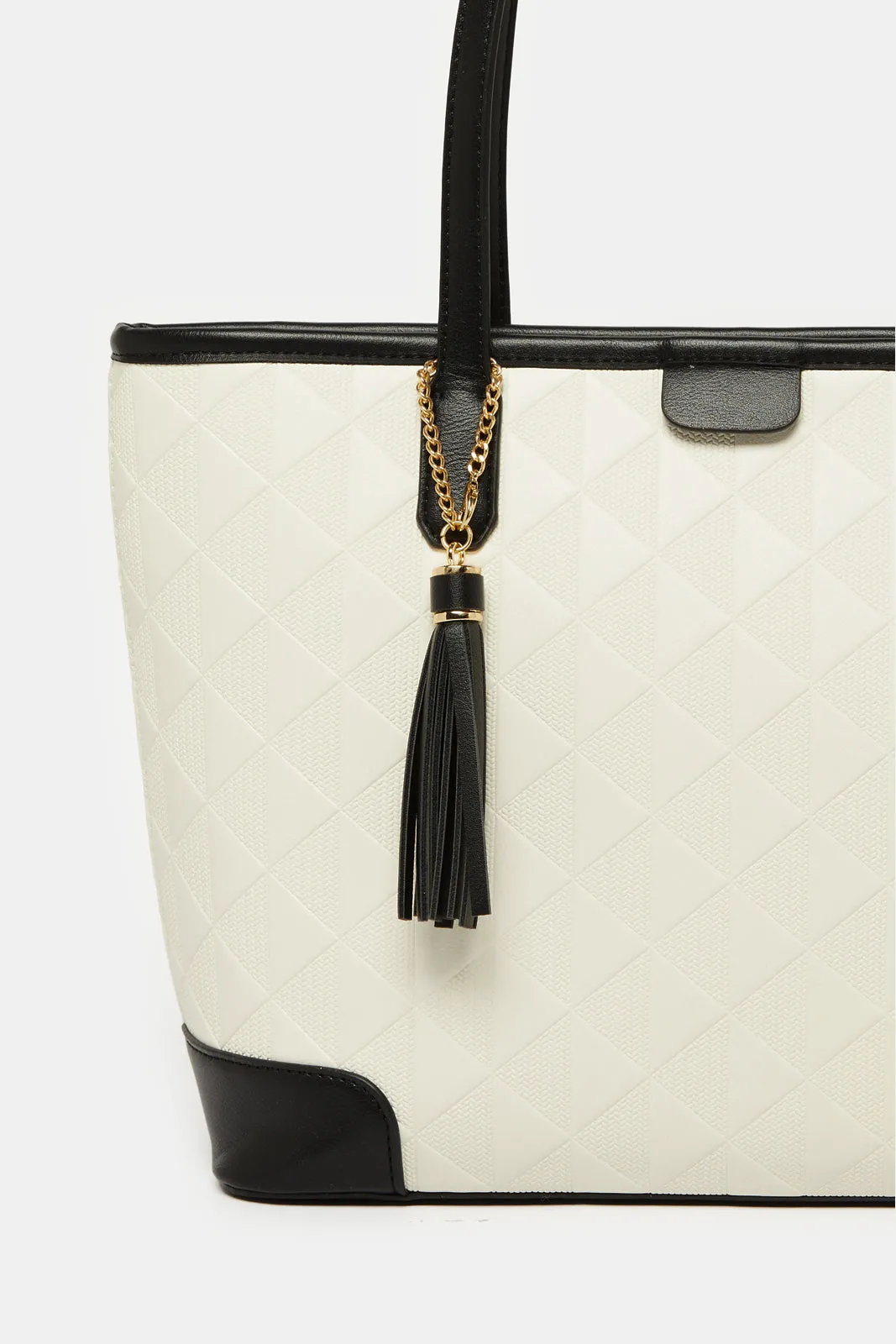 Women Beige And Black Tote Bag sold by Redtag product image thumbnail 2