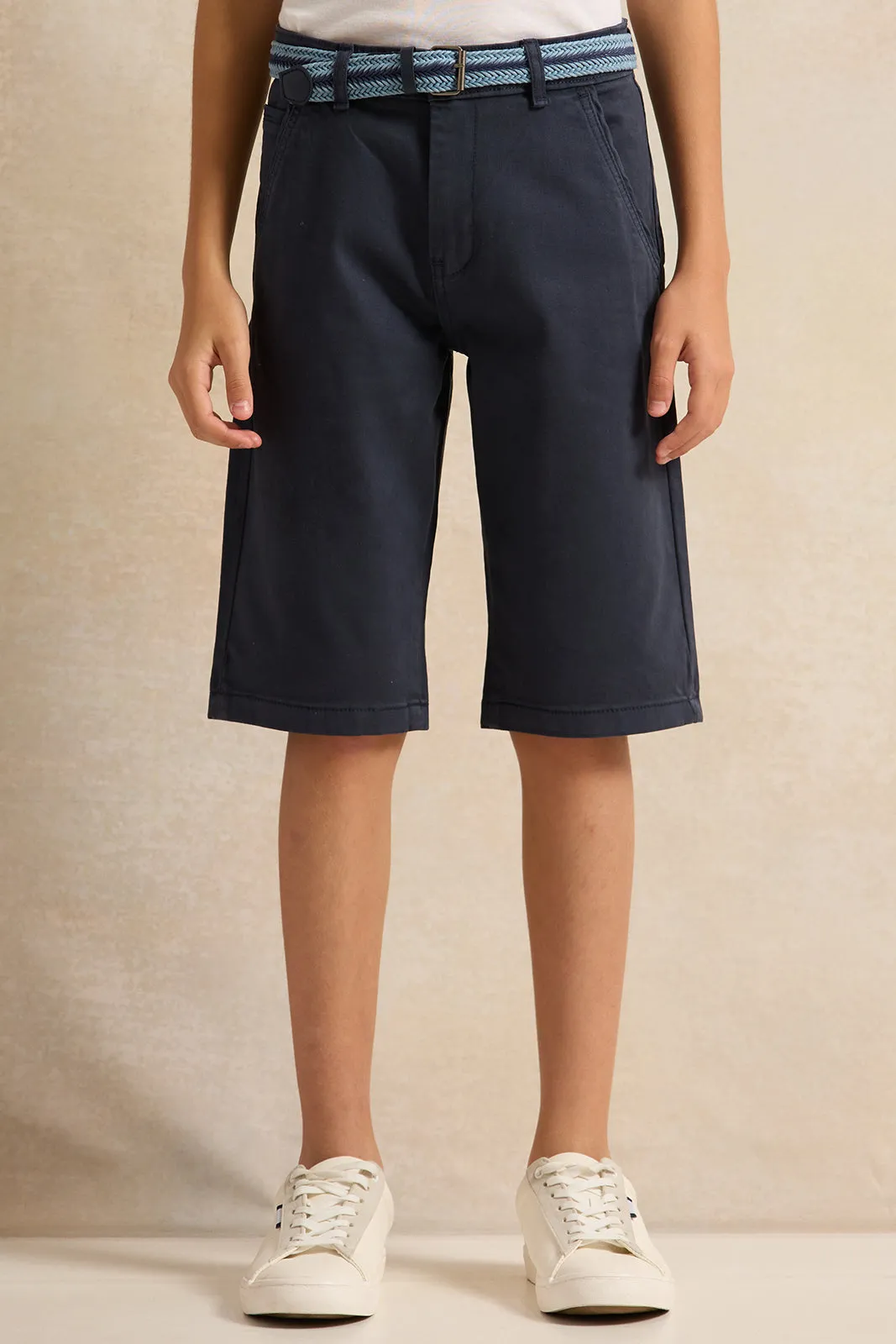 Senior Boys Navy Shorts With Belt sold by Redtag