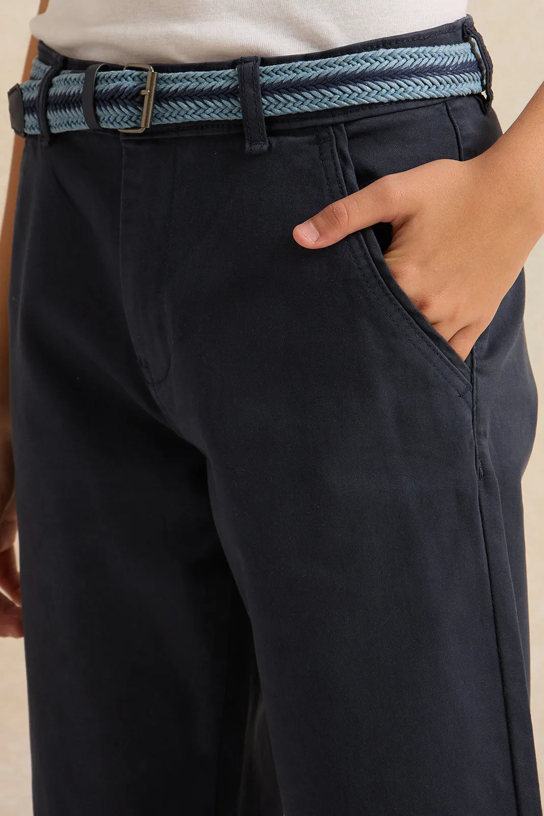 Senior Boys Navy Shorts With Belt sold by Redtag product image thumbnail 4