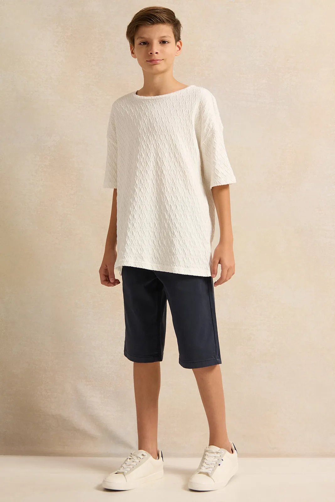 Senior Boys Navy Shorts With Belt sold by Redtag product image thumbnail 2