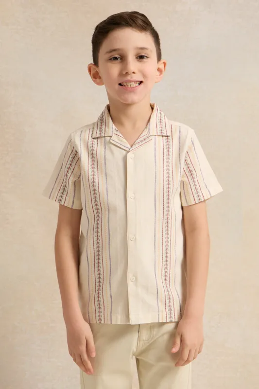 Boys Beige Resort Collared Shirt sold by Redtag