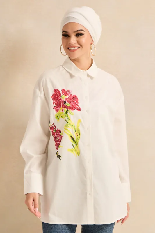 Women White Embroidered Blouse sold by Redtag