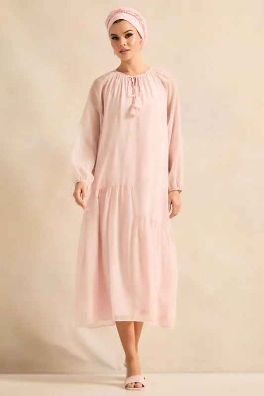 Women Ivory Long Sleeve Tier Dress sold by Redtag