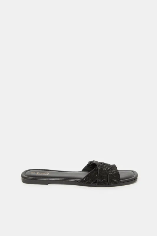 Women Black Embellished Mule sold by Redtag