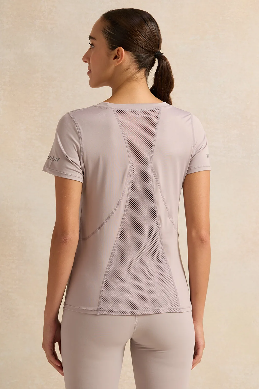 Women Mauve Active Mesh T-Shirt sold by Redtag product image thumbnail 3