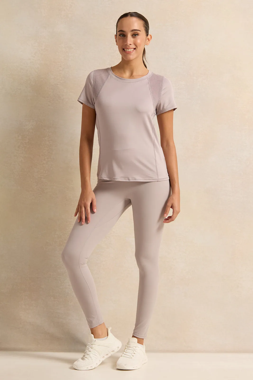 Women Mauve Active Mesh T-Shirt sold by Redtag product image thumbnail 2
