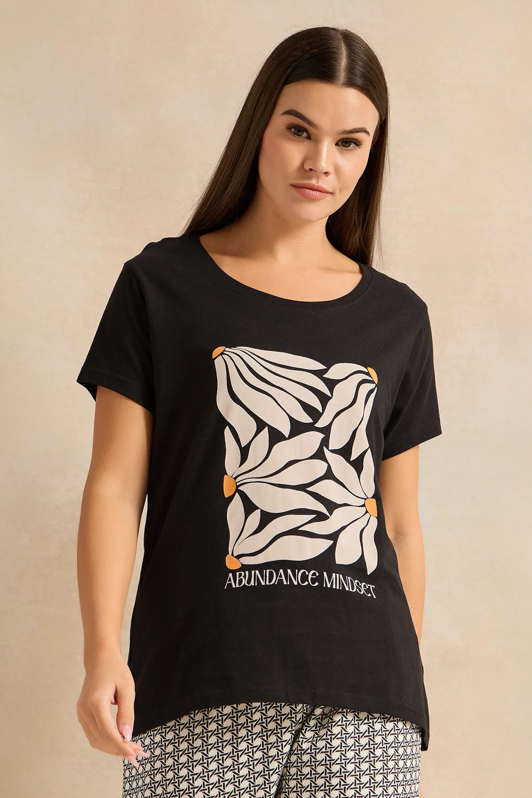 Women Black And Grey Geometric Print Pyjama Set (2 Piece) sold by Redtag product image thumbnail 2