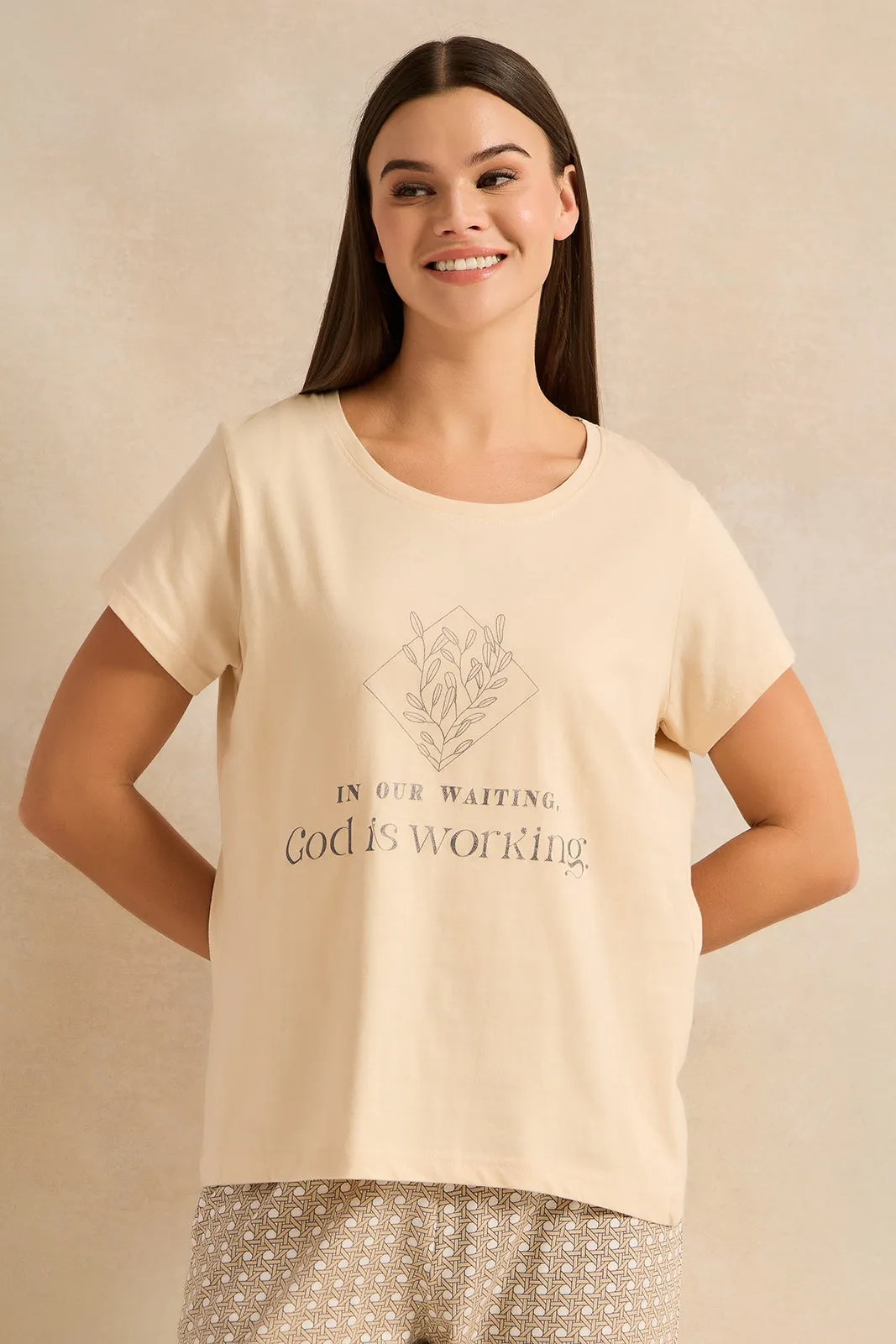 Women Beige Geometric Print Pyjama Set (2 Piece) sold by Redtag product image thumbnail 2