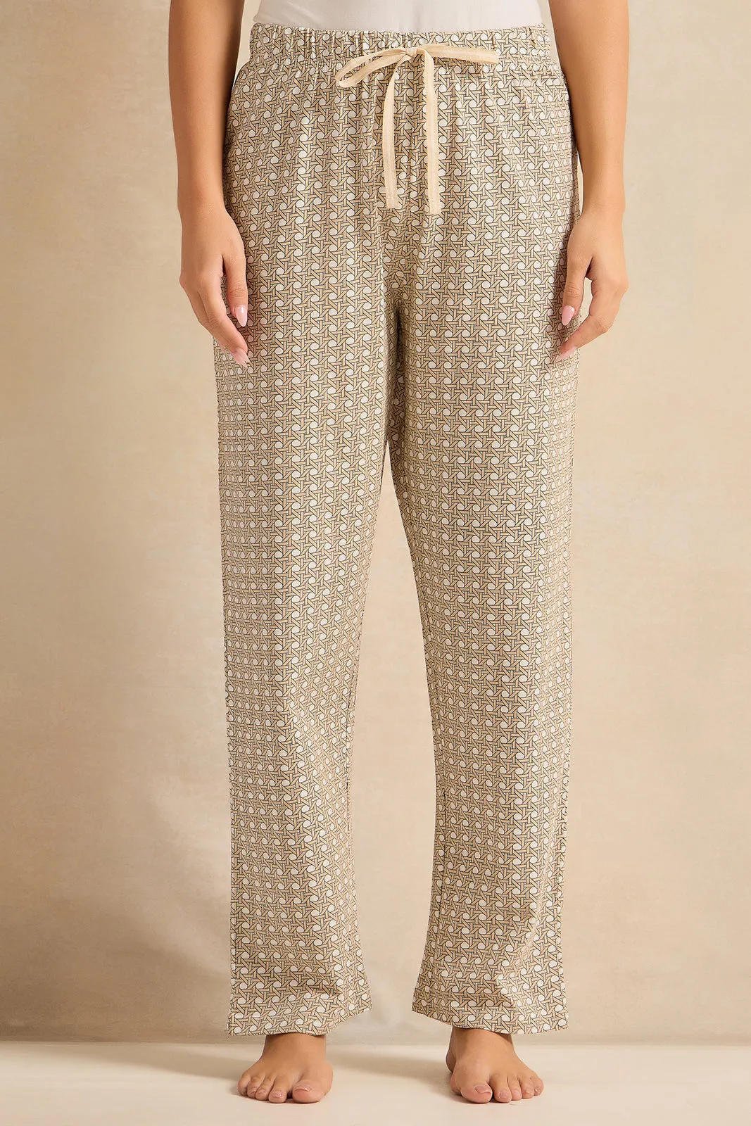 Women Beige Geometric Print Pyjama Set (2 Piece) sold by Redtag product image thumbnail 3