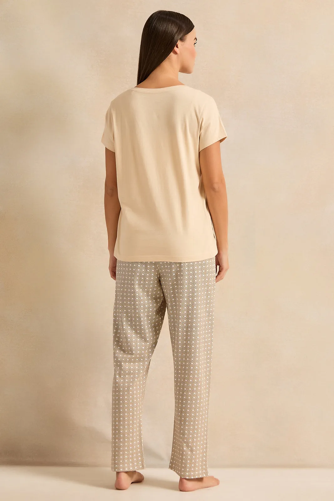 Women Beige Geometric Print Pyjama Set (2 Piece) sold by Redtag product image thumbnail 4