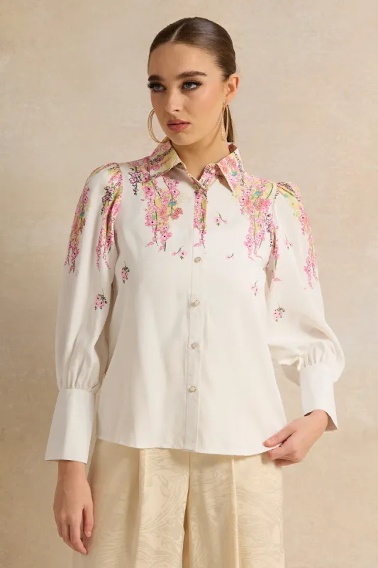 Women White Printed Blouse sold by Redtag