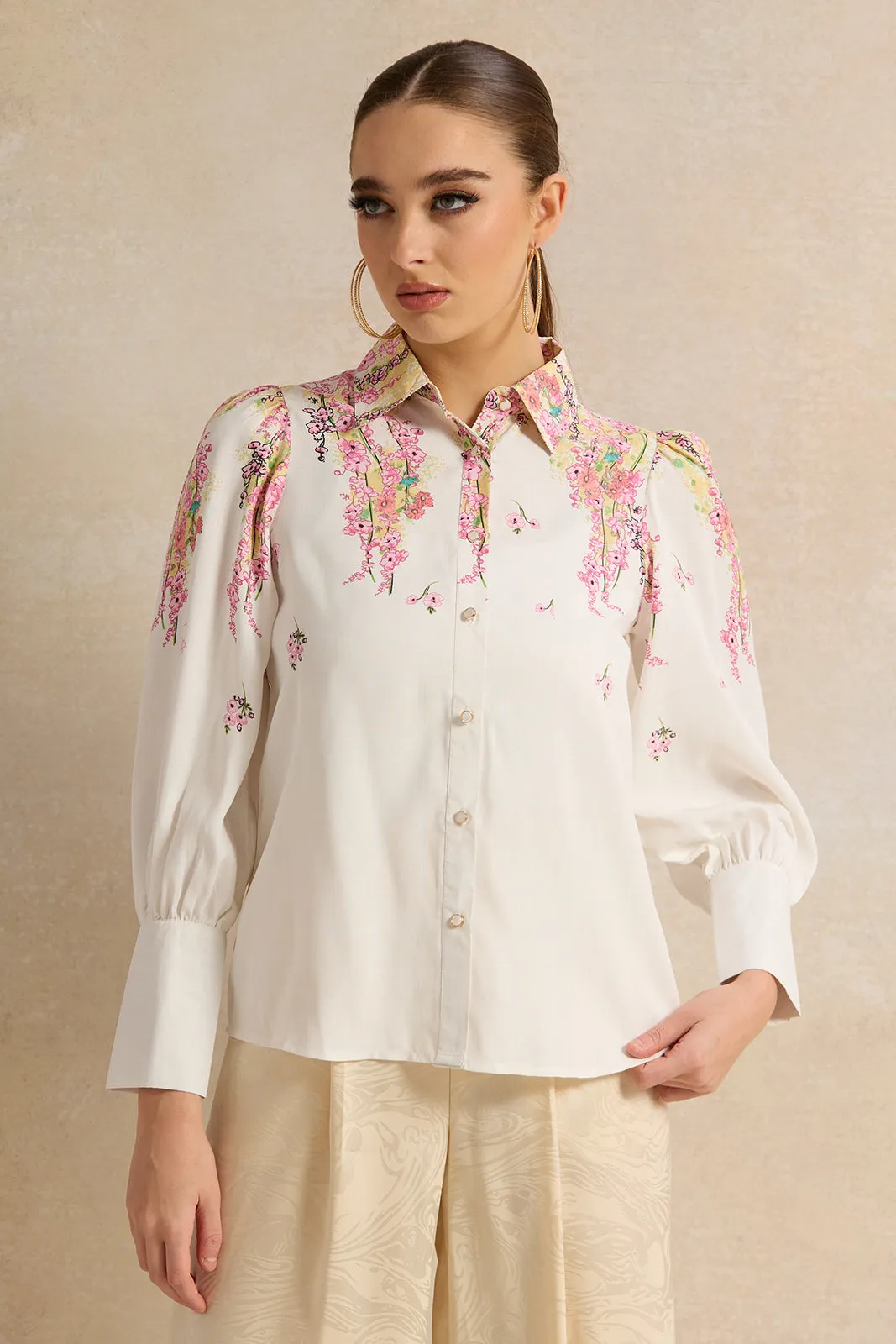 Women White Printed Blouse sold by Redtag