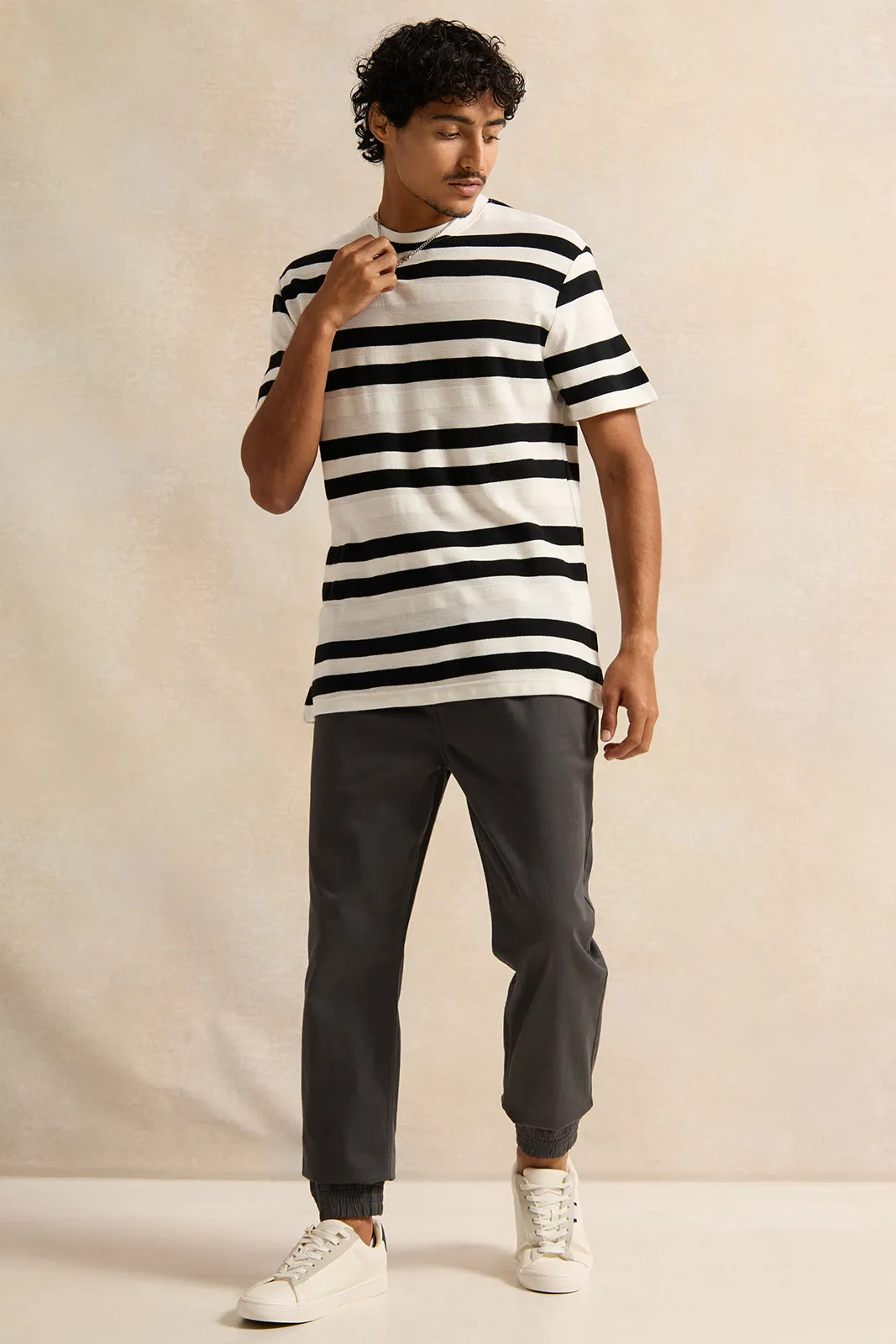 Men Charcoal Twill Joggers sold by Redtag product image thumbnail 2