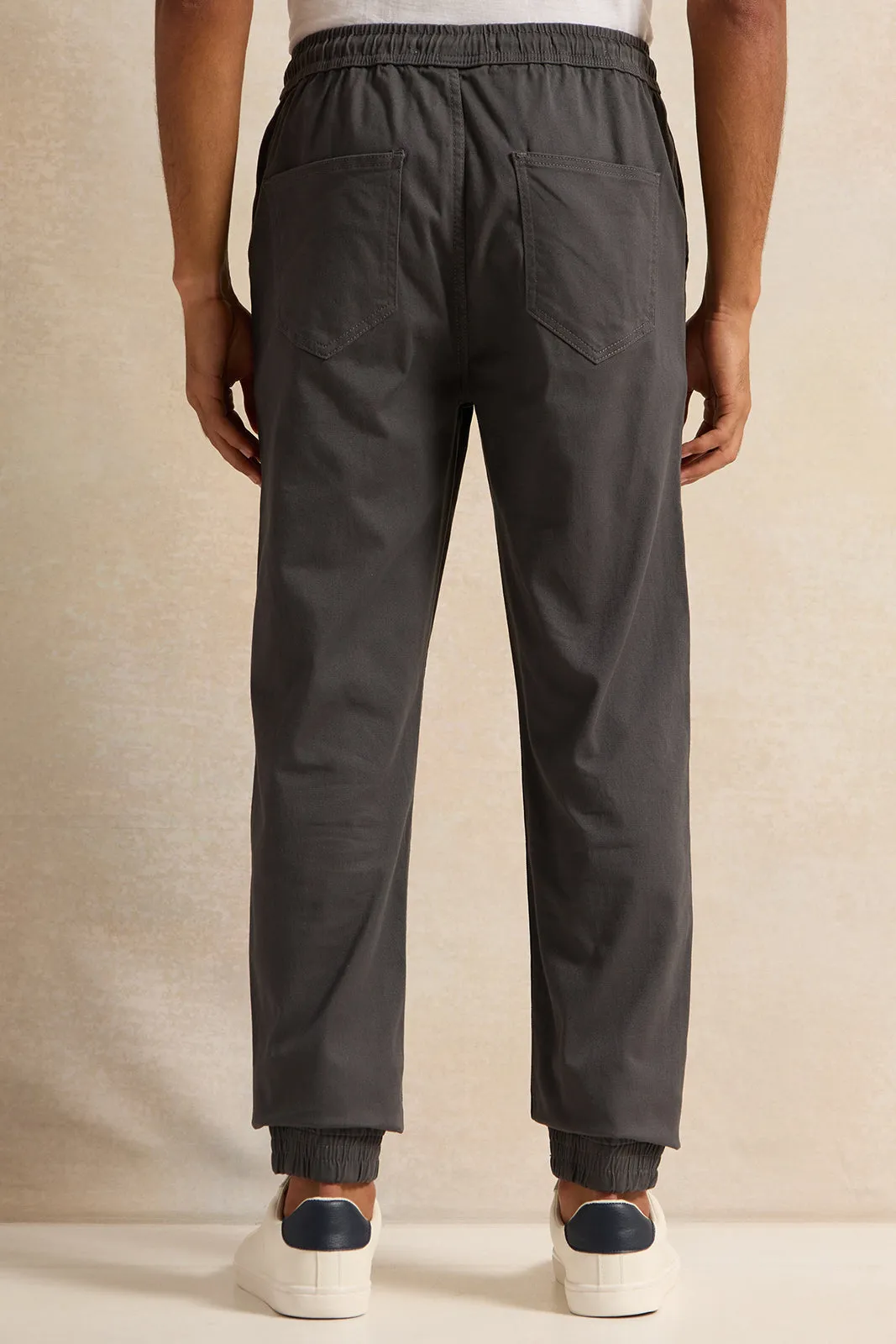 Men Charcoal Twill Joggers sold by Redtag product image thumbnail 3