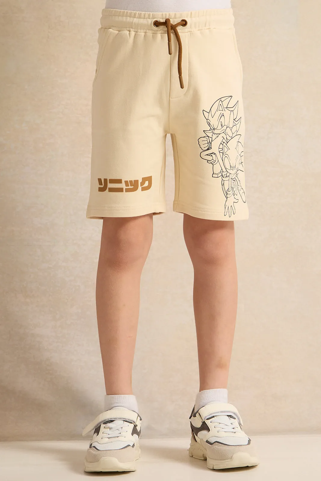 Boys Beige Sonic Print Shorts sold by Redtag