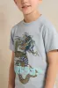 Boys Blue Print Round Neck T-Shirt sold by Redtag