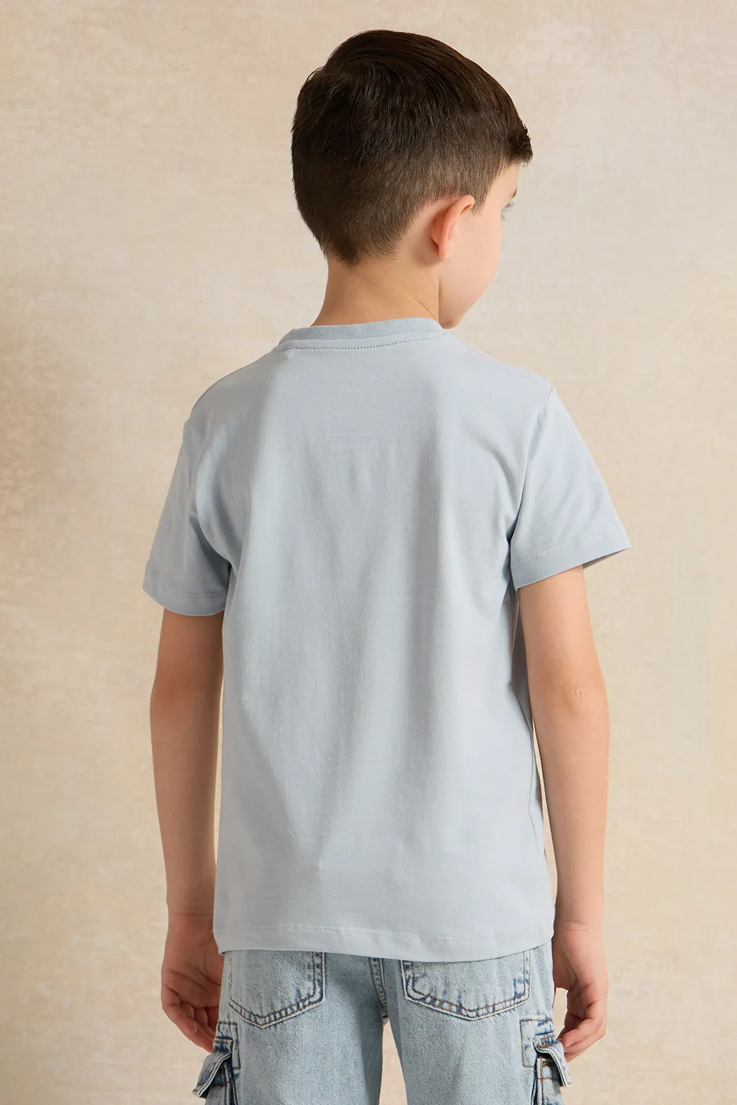 Boys Blue Print Round Neck T-Shirt sold by Redtag product image thumbnail 3