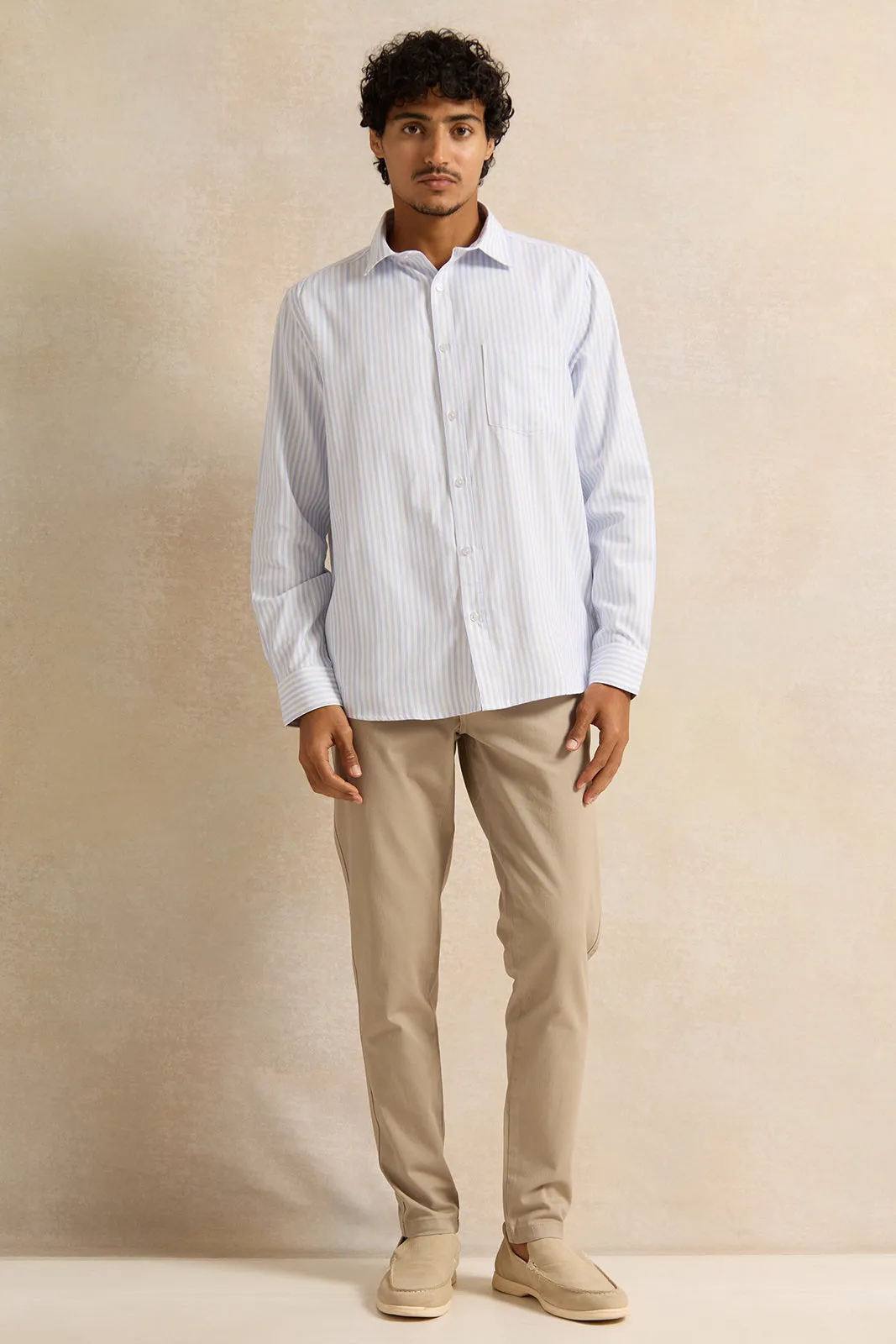 Men Blue Mandarin Casual Shirt sold by Redtag product image thumbnail 2