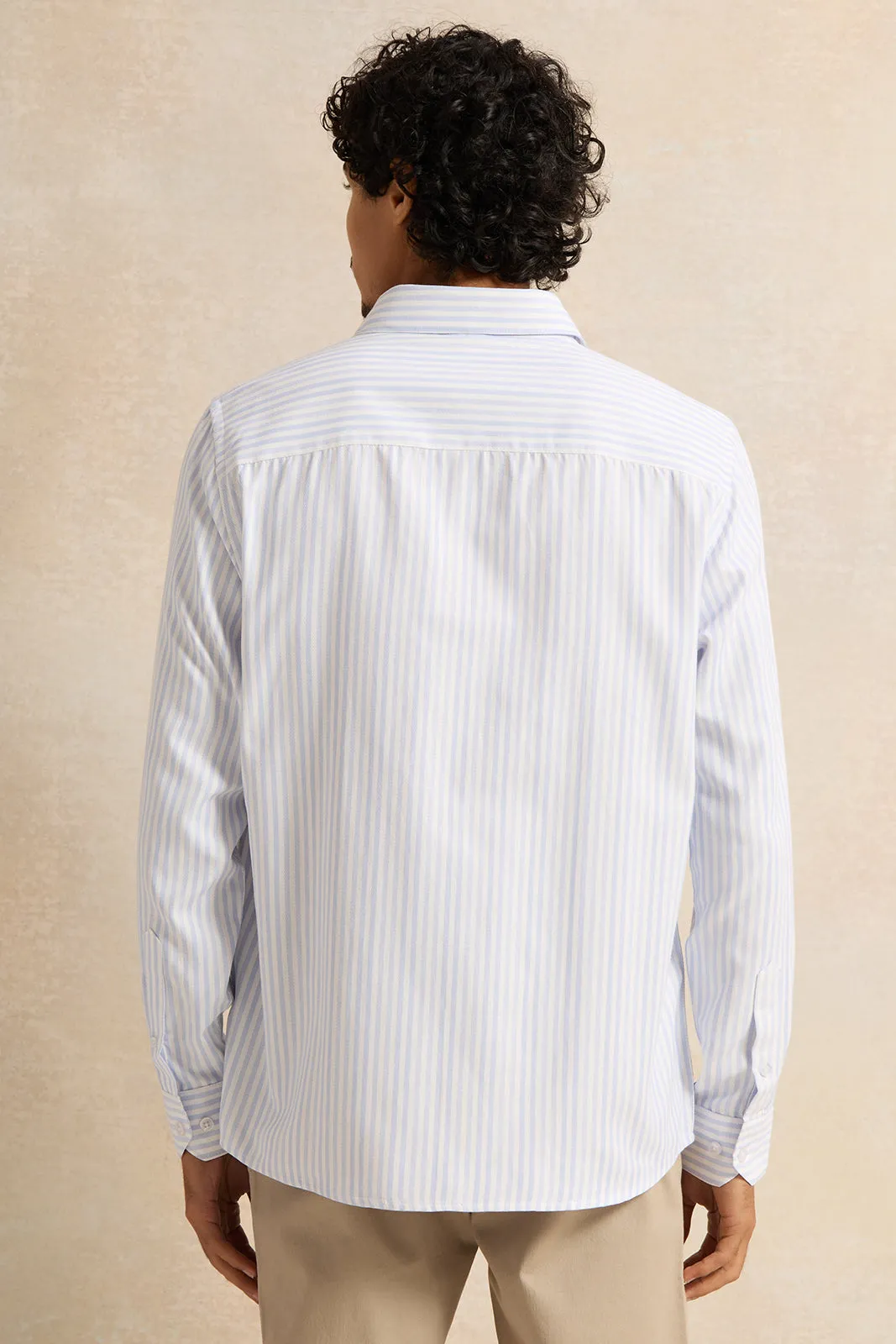 Men Blue Mandarin Casual Shirt sold by Redtag product image thumbnail 3