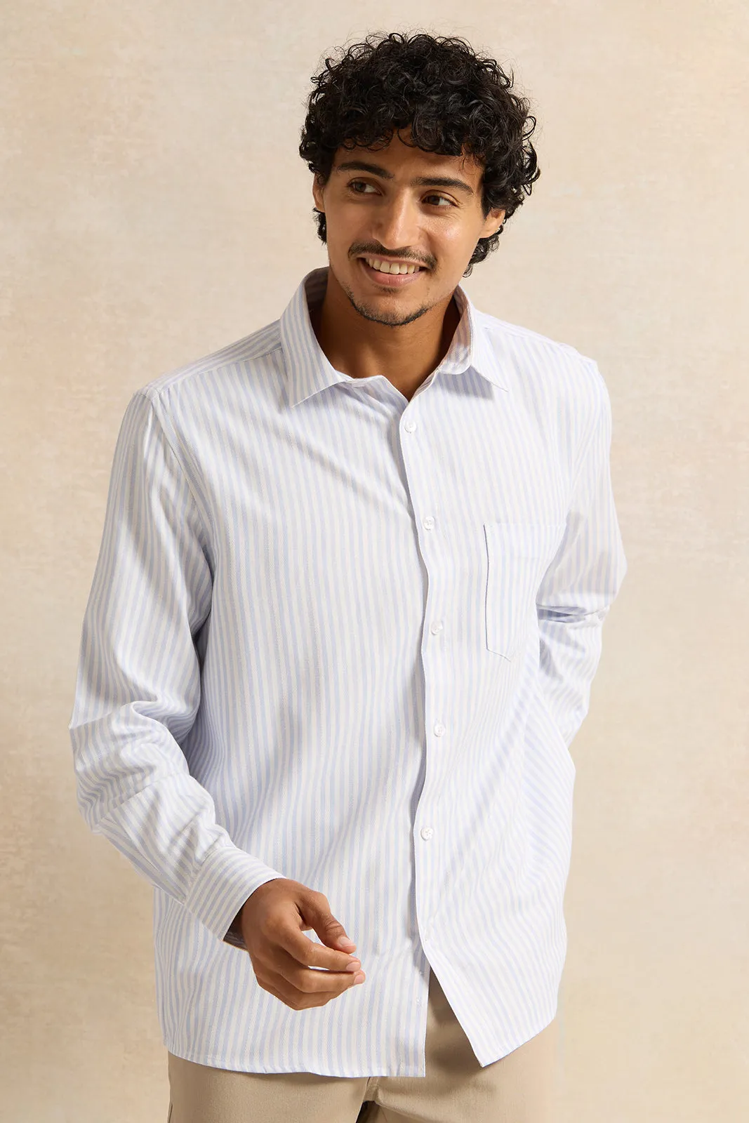 Men Blue Mandarin Casual Shirt sold by Redtag