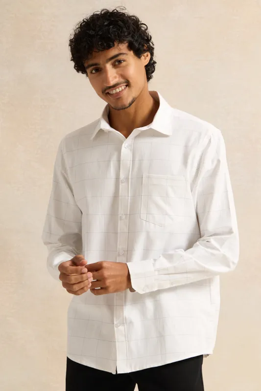 Men White Mandarin Casual Shirt made by Redtag