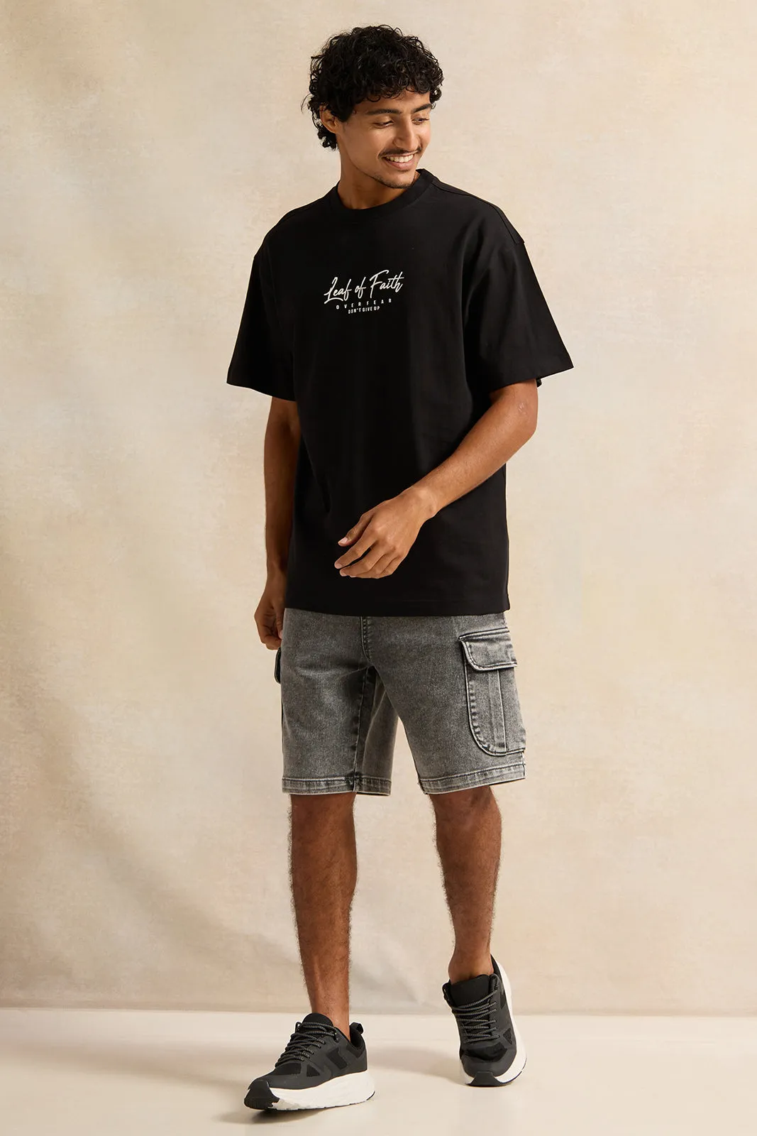 Men Black Print T-Shirt sold by Redtag product image thumbnail 2