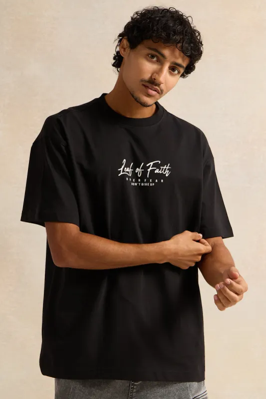 Men Black Print T-Shirt sold by Redtag