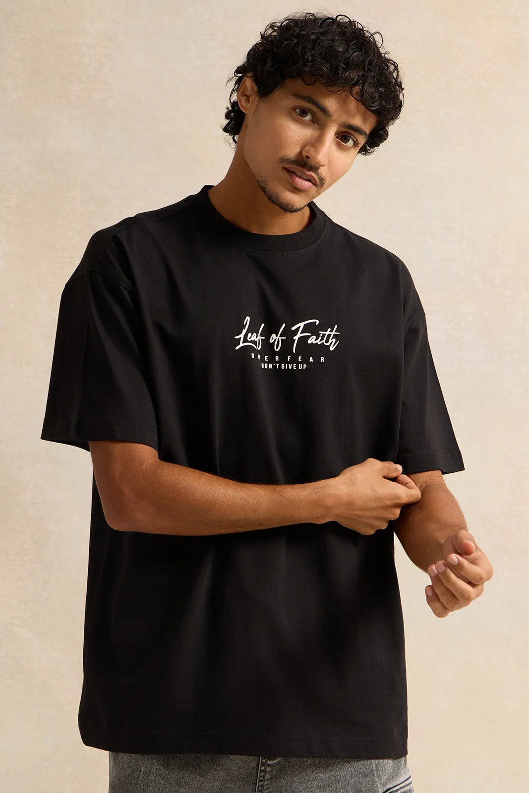 Men Black Print T-Shirt sold by Redtag