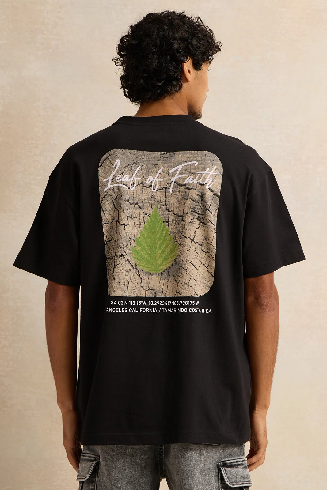 Men Black Print T-Shirt sold by Redtag product image thumbnail 3