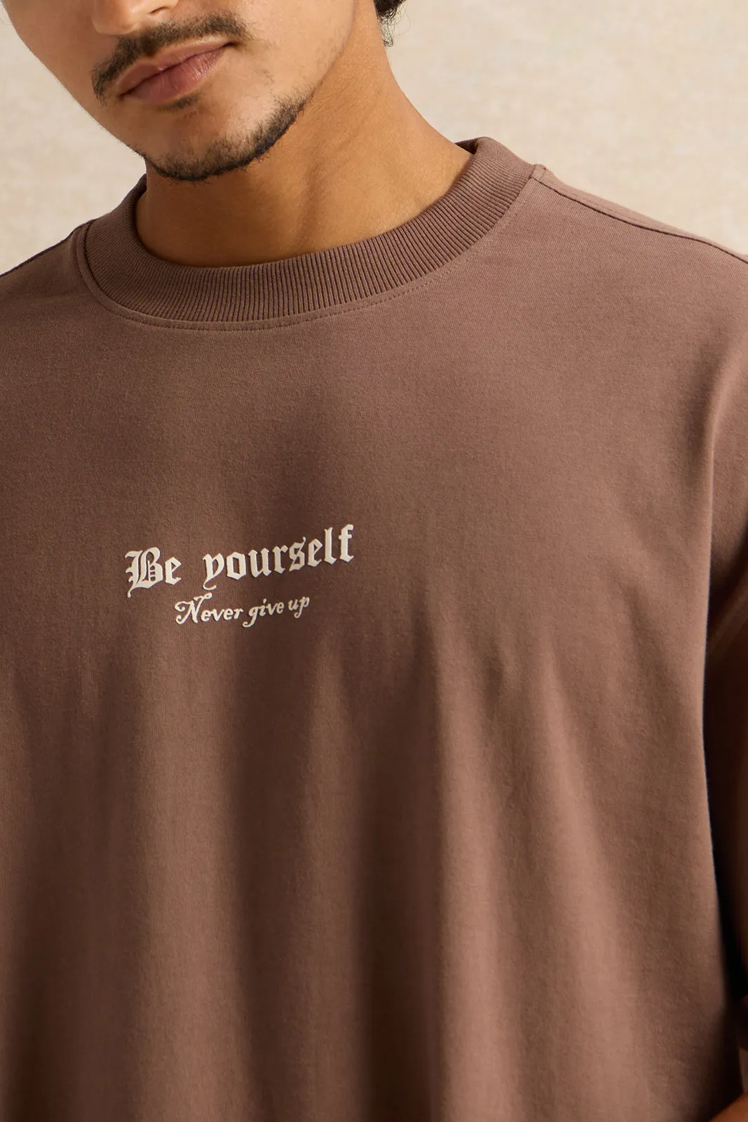 Men Brown Print T-Shirt sold by Redtag product image thumbnail 4