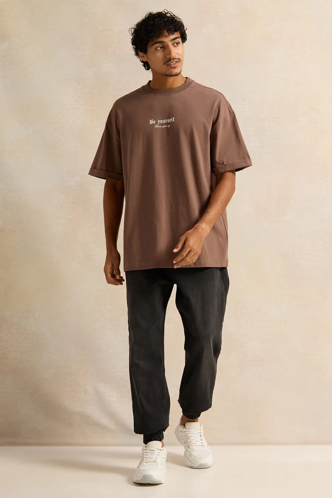 Men Brown Print T-Shirt sold by Redtag product image thumbnail 2