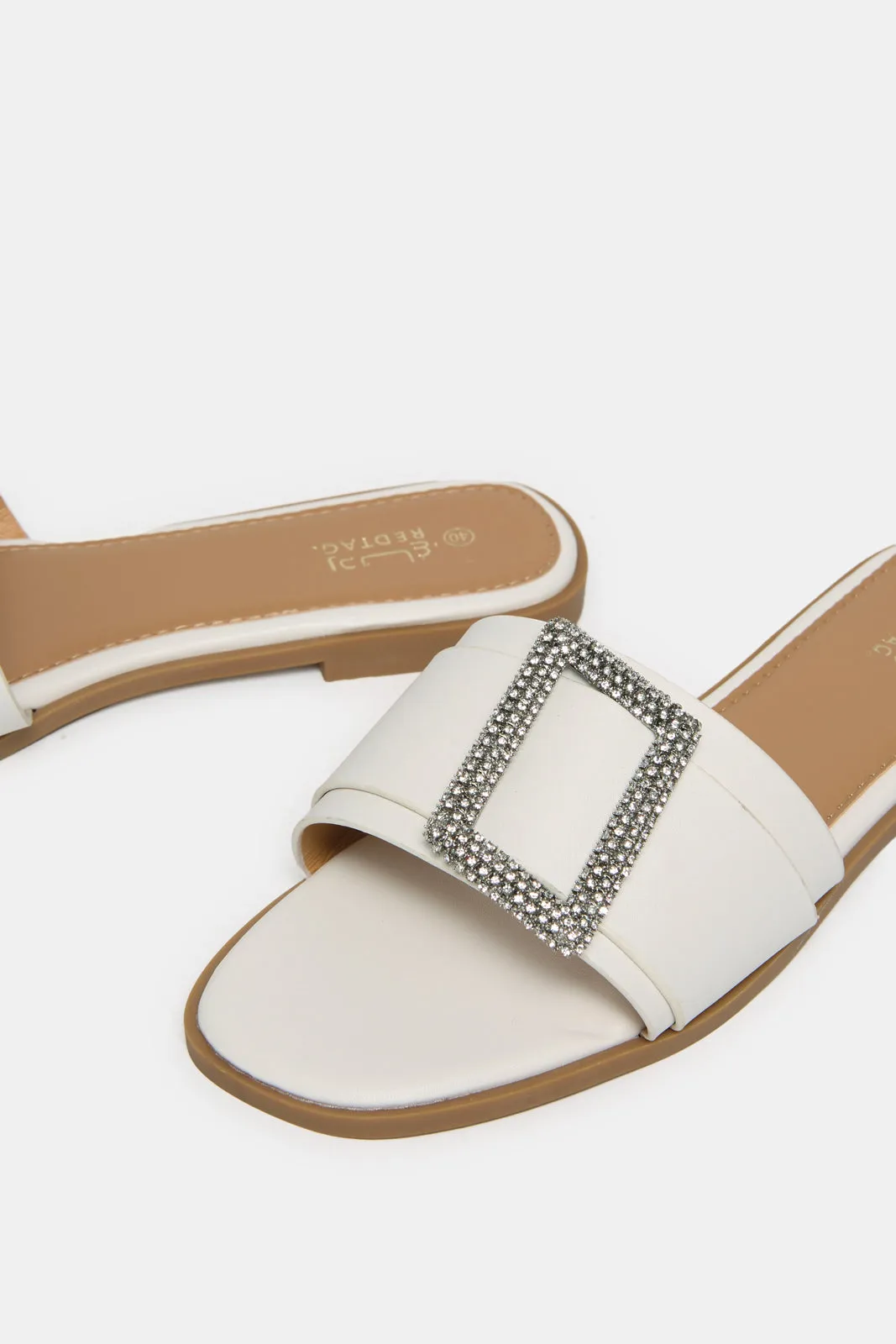 Women White Buckle Trim Mule sold by Redtag product image thumbnail 3