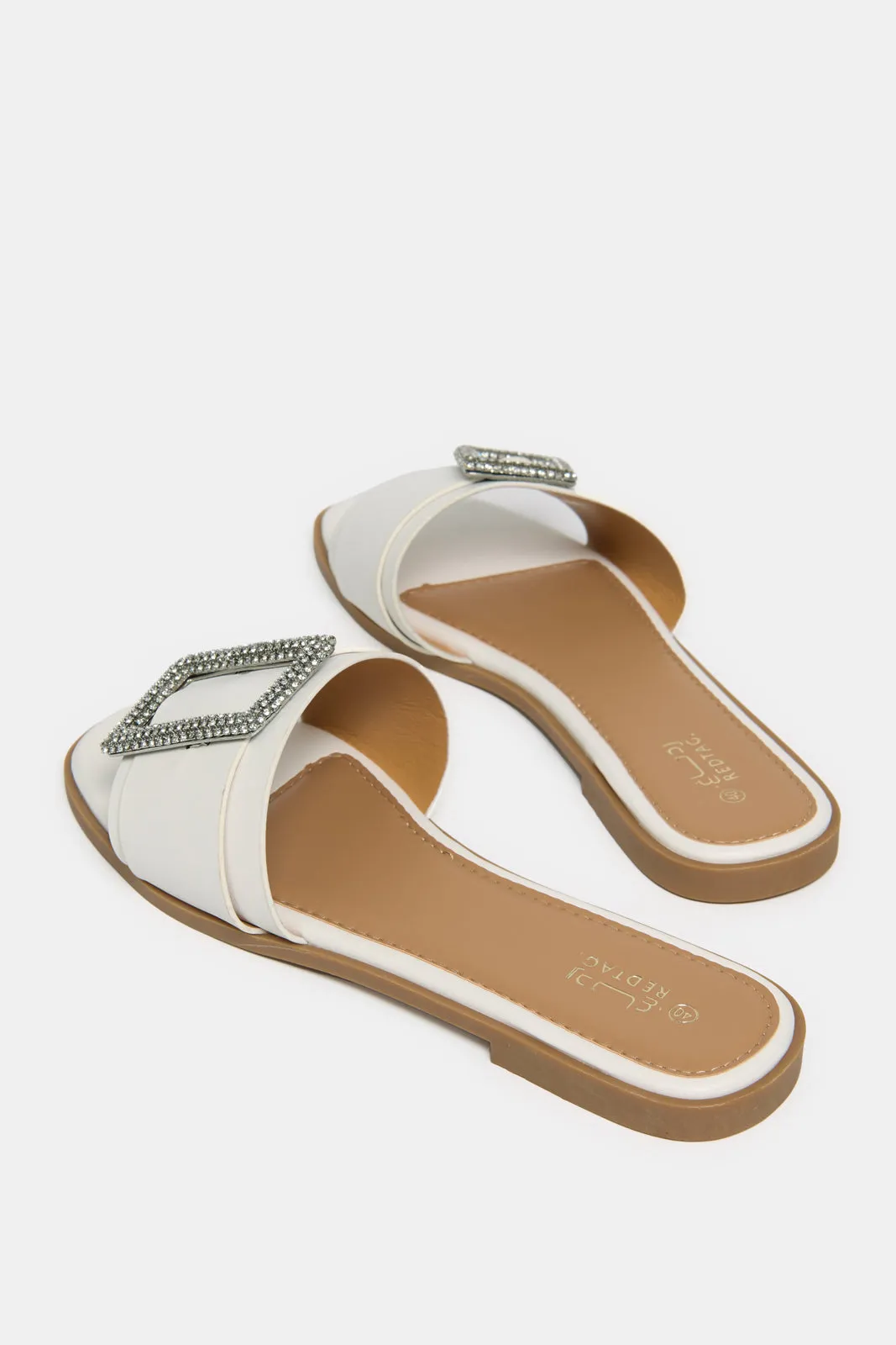 Women White Buckle Trim Mule sold by Redtag product image thumbnail 4