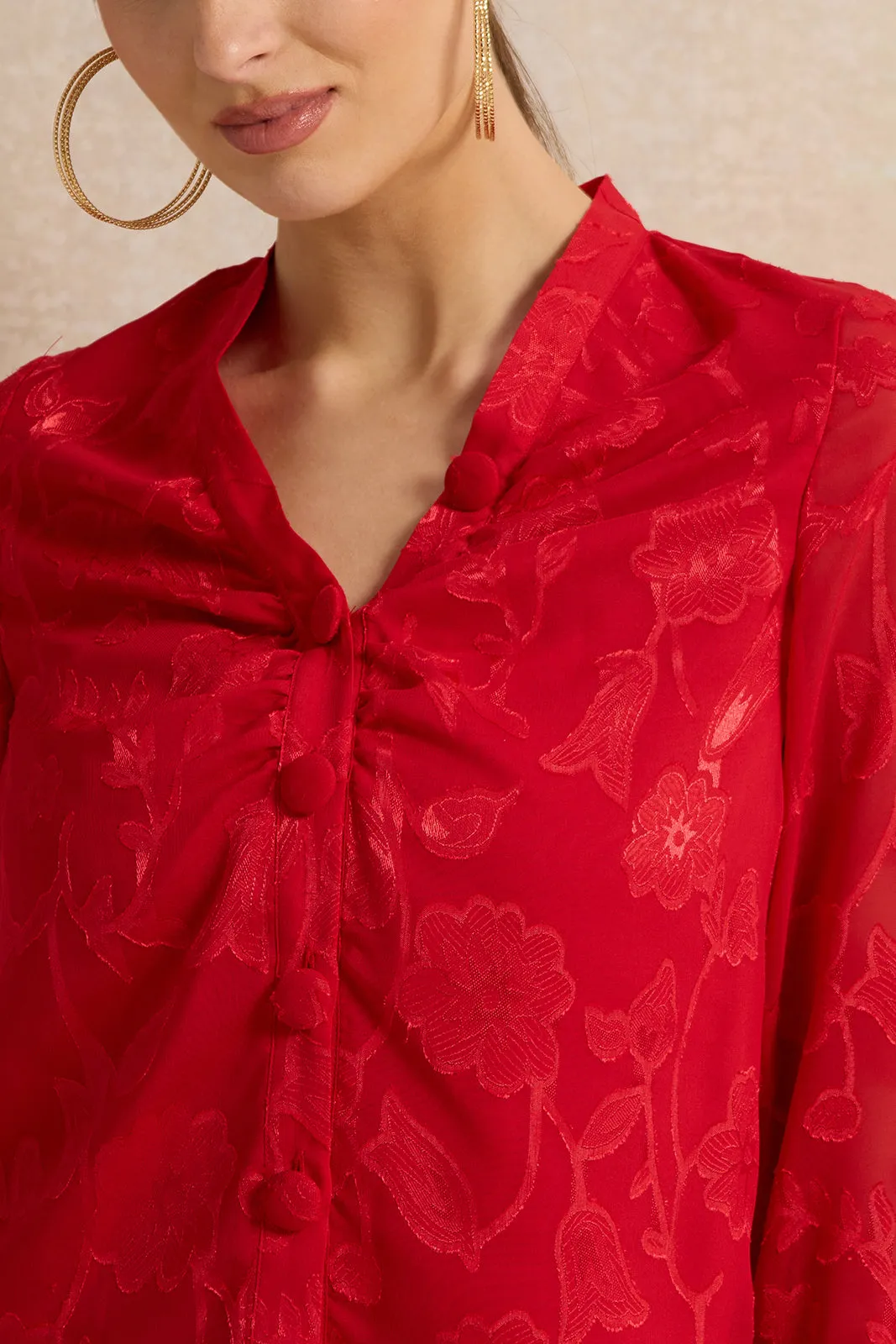 Women Red Front Rushing Blouse sold by Redtag product image thumbnail 4