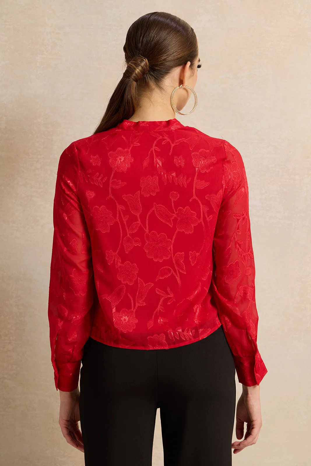 Women Red Front Rushing Blouse sold by Redtag product image thumbnail 3