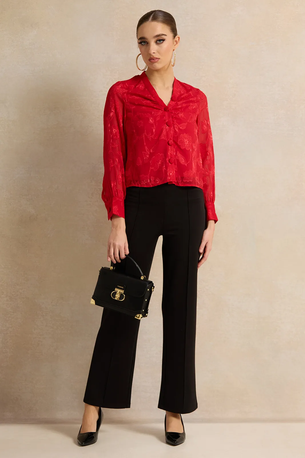 Women Red Front Rushing Blouse sold by Redtag product image thumbnail 2