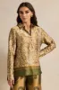 Women Olive Printed Collared Blouse sold by Redtag