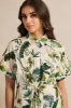 Women Beige Printed Belted Waist Shirt sold by Redtag