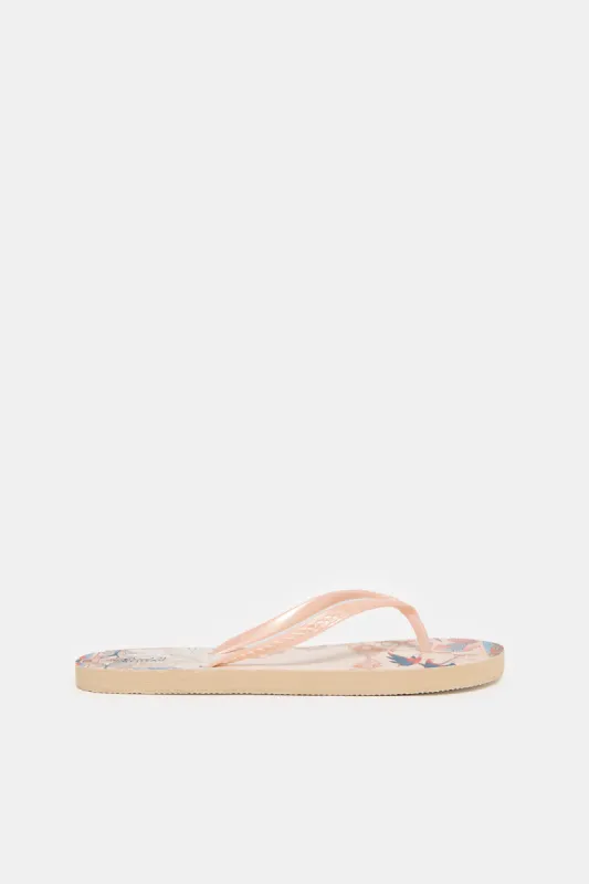 Women Pink Floral Flip Flop sold by Redtag