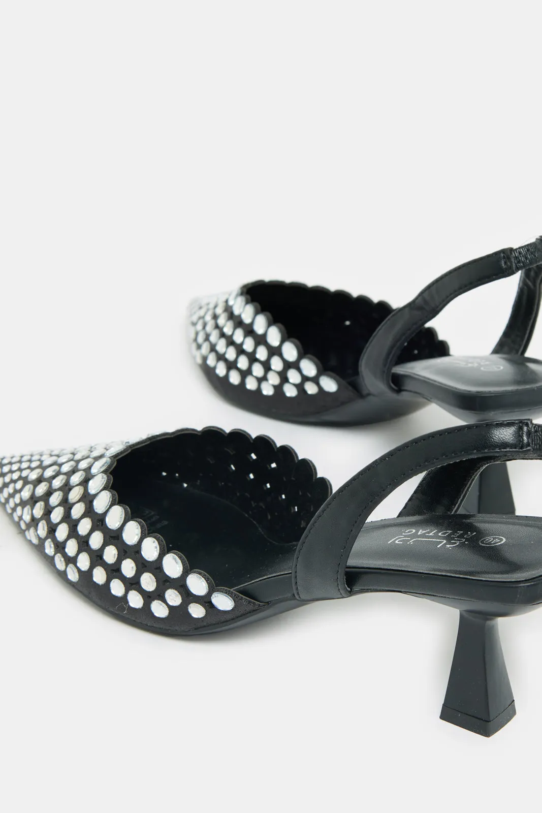 Women Black Slingback Mule With Rhinestones sold by Redtag product image thumbnail 4