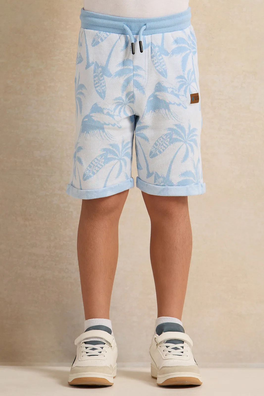 Boys Blue Waves Tree Jacquard Shorts sold by Redtag