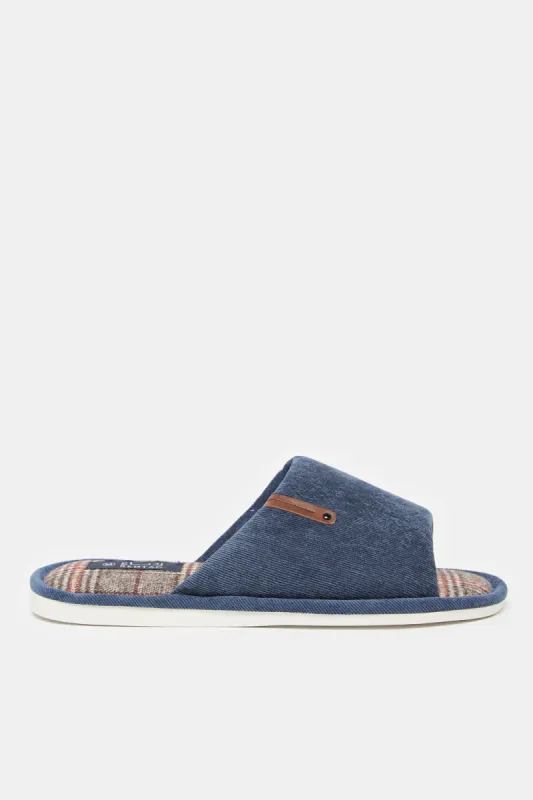 Men Navy Checkered Slipper sold by Redtag