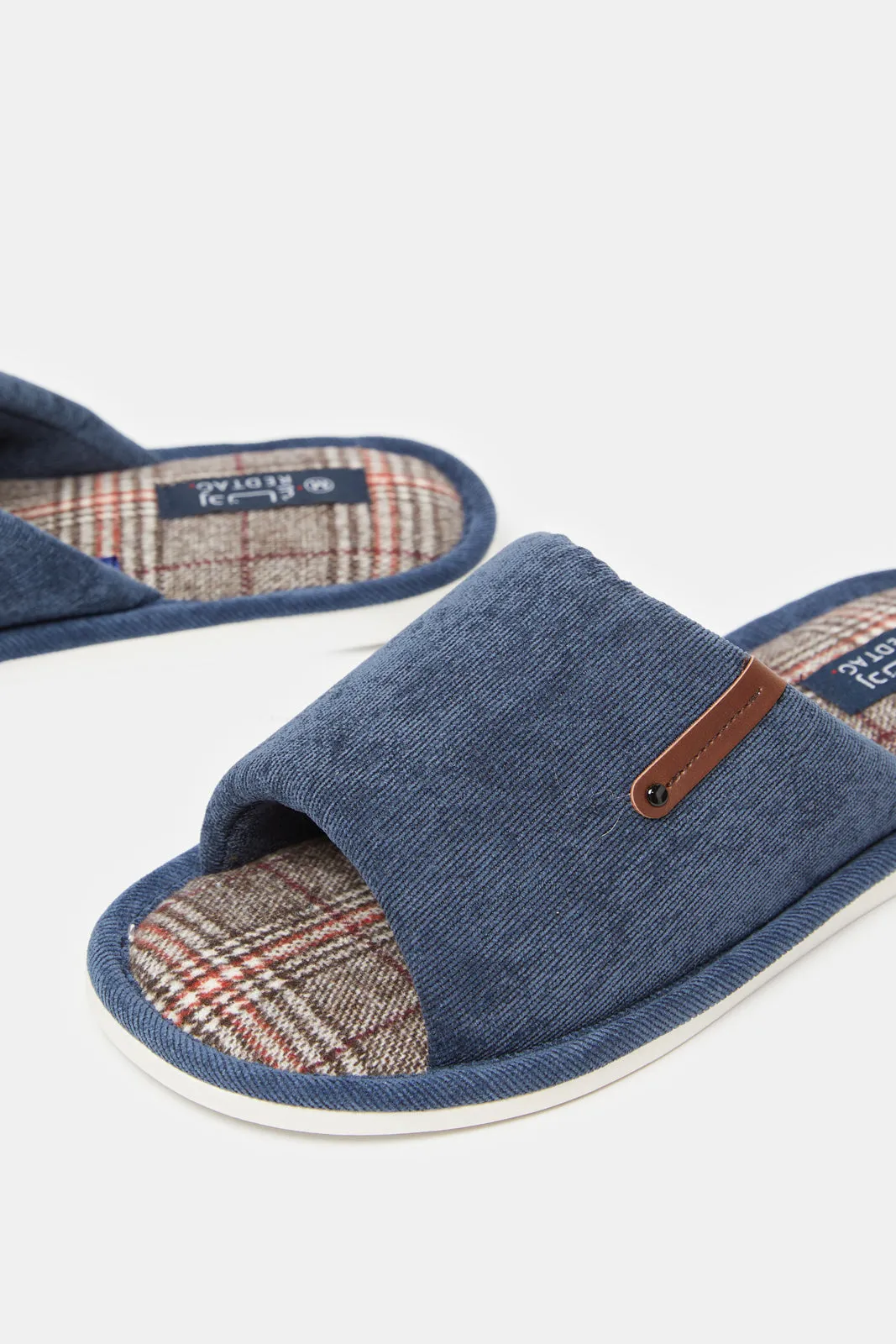 Men Navy Checkered Slipper sold by Redtag product image thumbnail 3