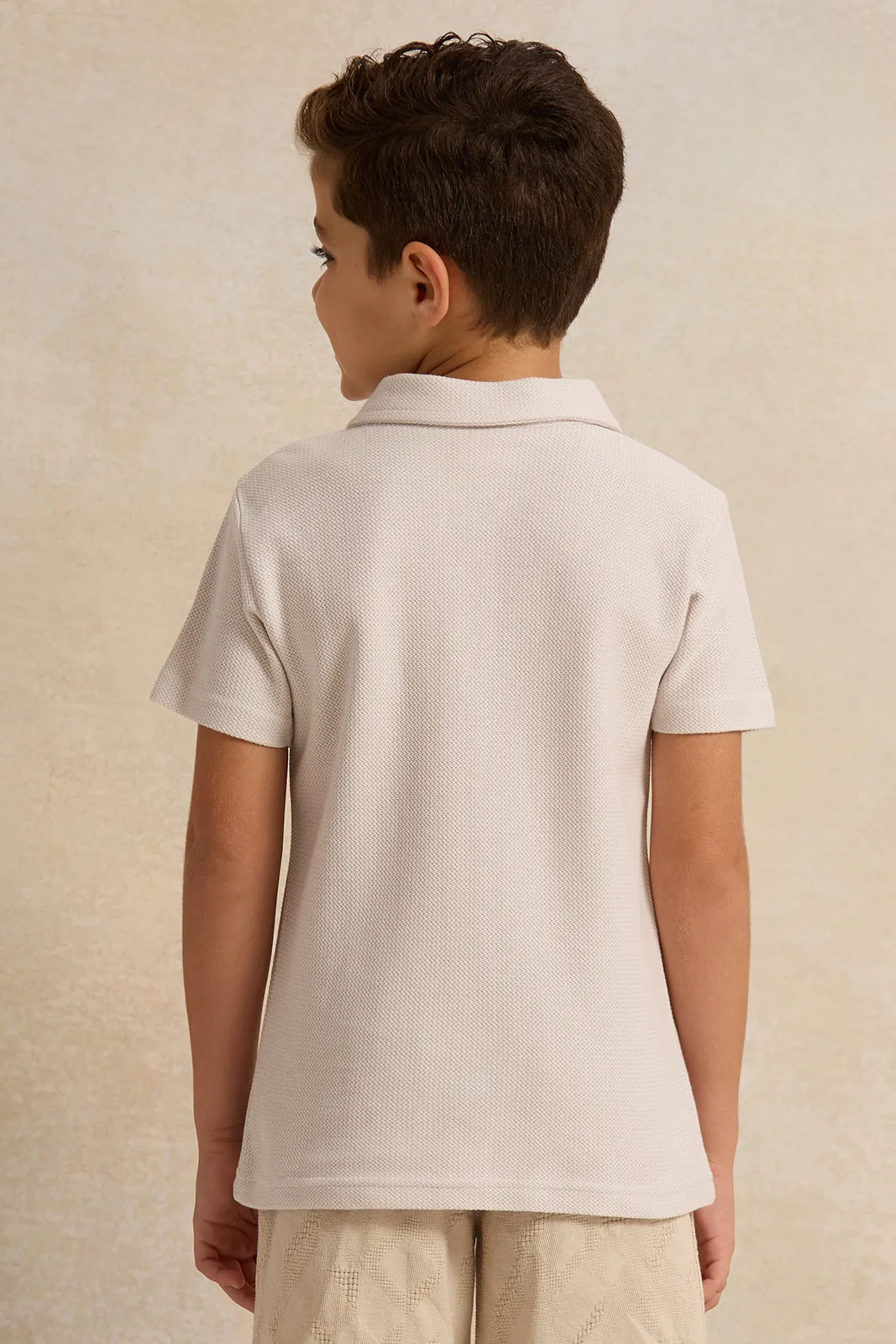 Boys Grey Polo Shirt With Zipper sold by Redtag product image thumbnail 3
