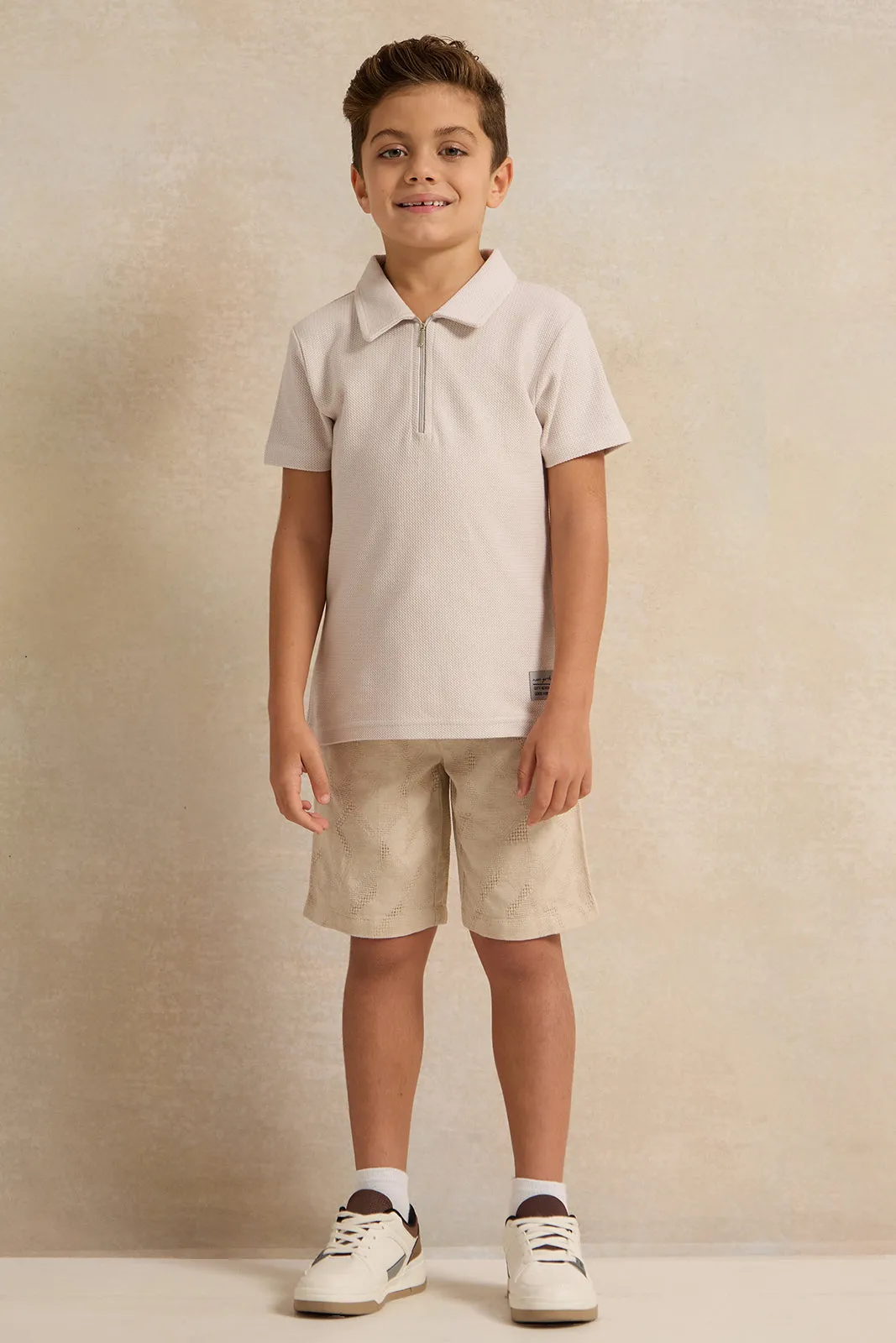 Boys Grey Polo Shirt With Zipper sold by Redtag product image thumbnail 2
