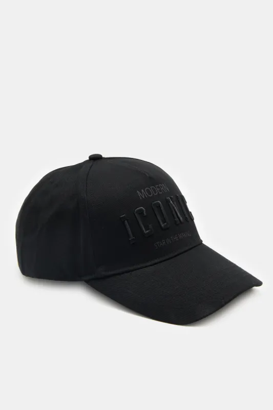 Men Black Printed Cap sold by Redtag