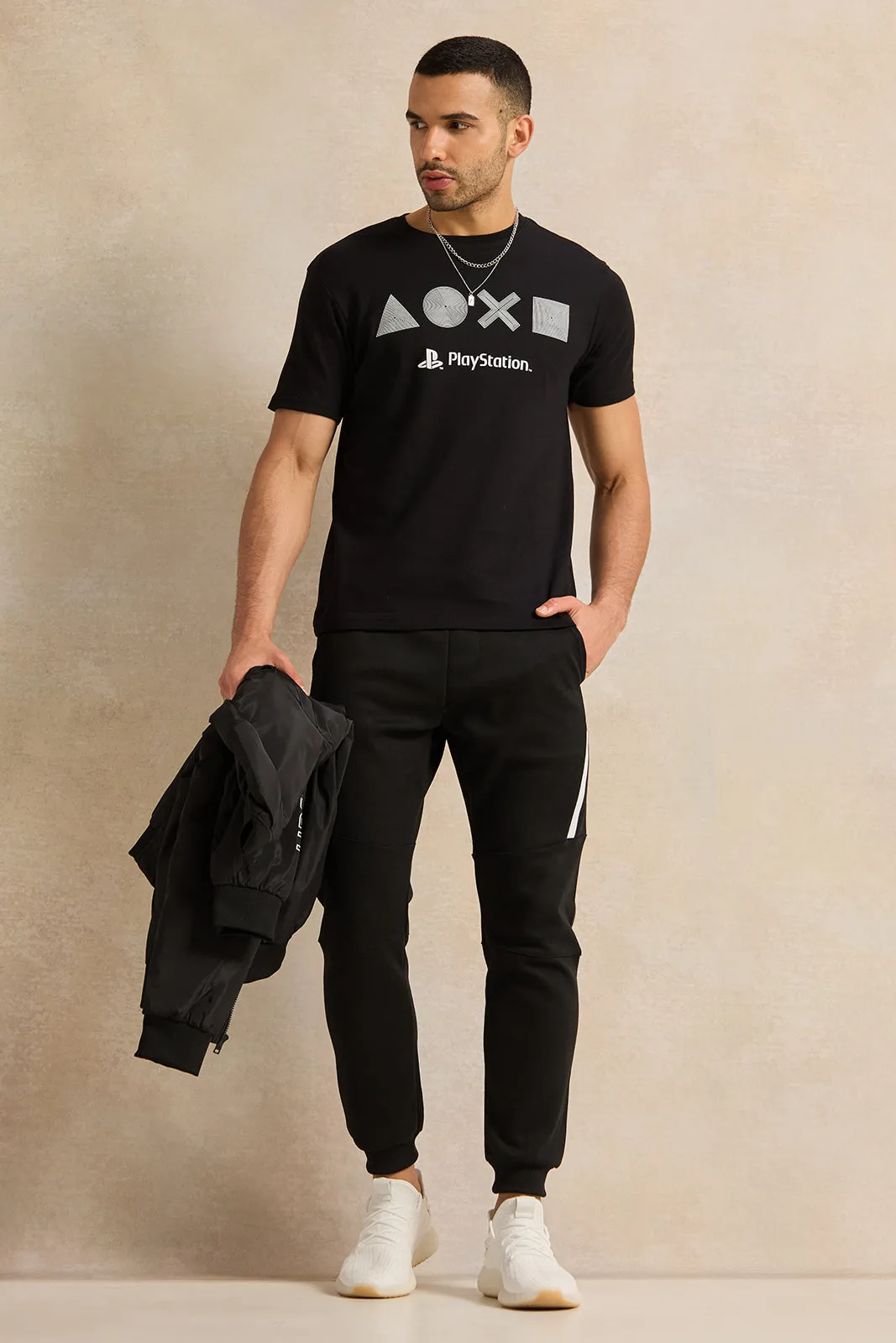 Men Black Printed T-Shirt sold by Redtag product image thumbnail 2