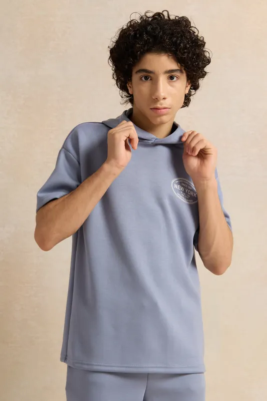 Senior Boys Blue Hooded T-shirt sold by Redtag