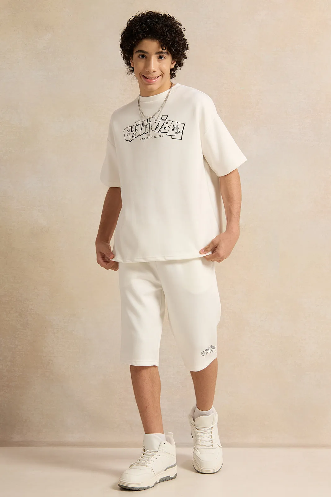 Senior Boys White Printed T-shirt sold by Redtag product image thumbnail 2